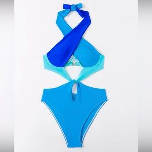 Color block one piece suit